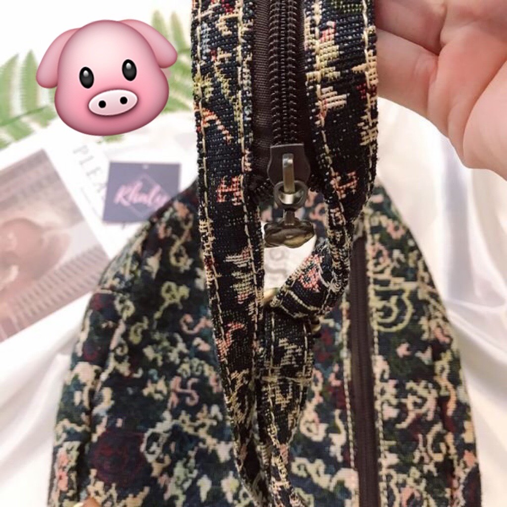 Túi bao tử ,túi đeo chéo nữ 2 ngăn với 5 chiếc là và thêu hoa văn cổ điển siêu xinh - DD144F899