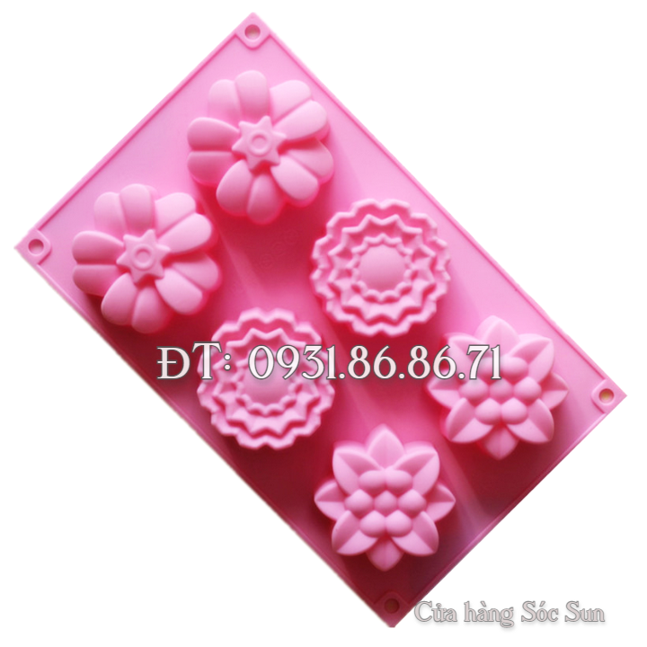 Khuôn silicon 6 hoa các loại – Mã số 1337