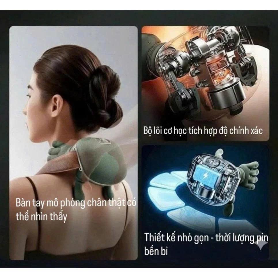 Máy massage cổ vai gáy siêu nhẹ chỉ 0,76 kg nhỏ bằng bàn tay, mô phỏng như với bàn tay thực