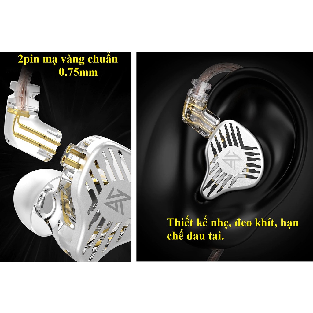 Tai nghe nhét tai chân cắm 3.5mm có mic KZ EDS - Hàng chính hãng