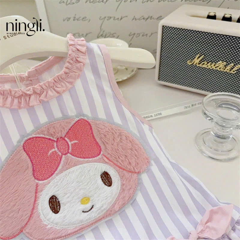 VÁY ĐUÔI CÁ SỌC SÁT NÁCH HỌA TIẾT MELODY HỒNG CHO BÉ GÁI 1 - 5 TUỔI