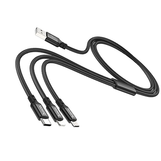 Cáp sạc 3 đầu 2.4A Max Micro USB -Lightning -Type C ( 2 màu) - Hàng chính hãng