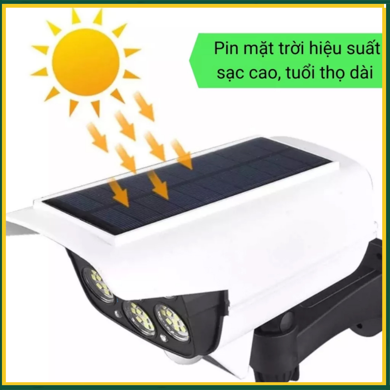 Đèn Năng Lượng Mặt Trời Giả Camera 77 Led Chống Trộm - Chống Nước - Có Điều Khiển Cảm Biến - Tiết Kiệm Điện