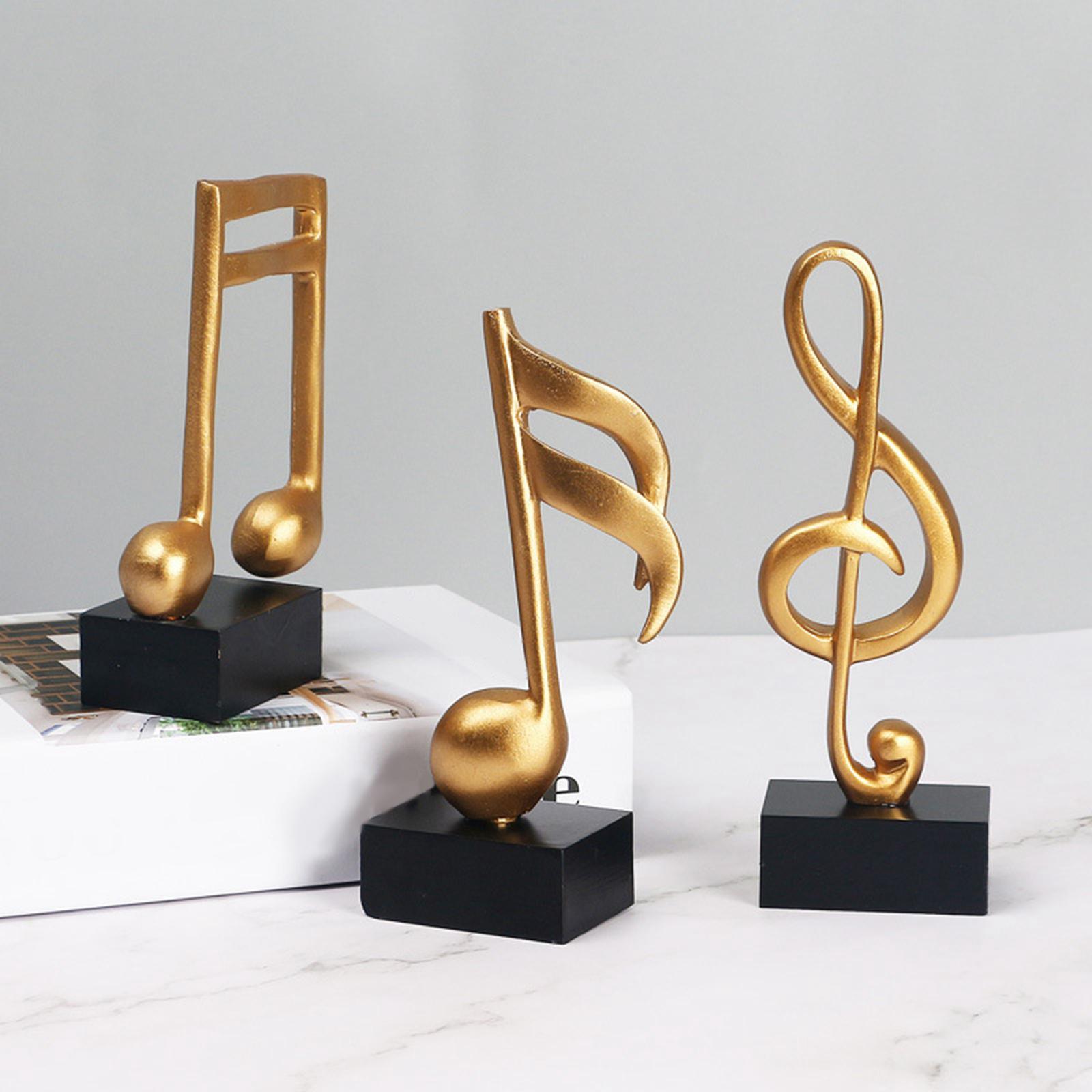 3Pcs Music Note Musical Sculpture Figurine Ornaments for Office Table Decor