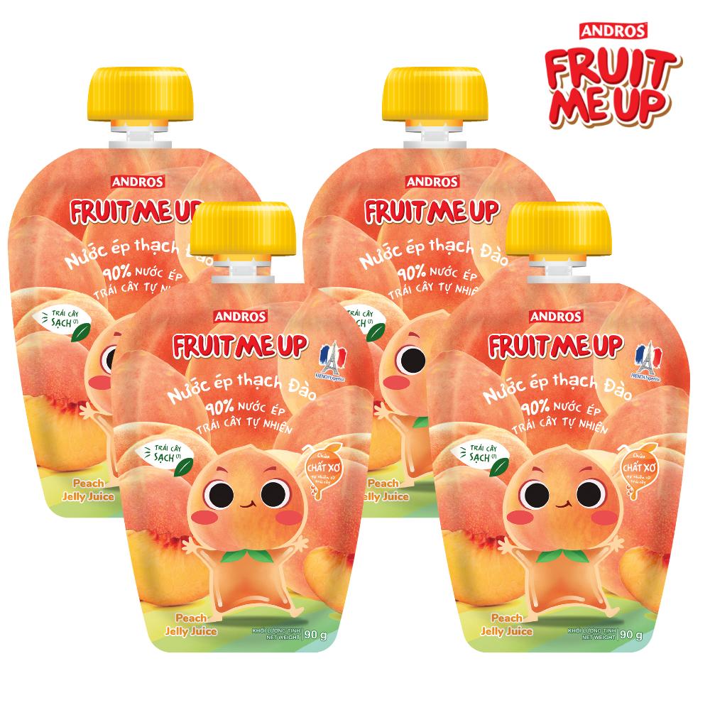 Combo 4 Túi Thạch Đào - 90% Nước Ép Trái Cây Thật - ANDROS FRUIT ME UP- 90gx4