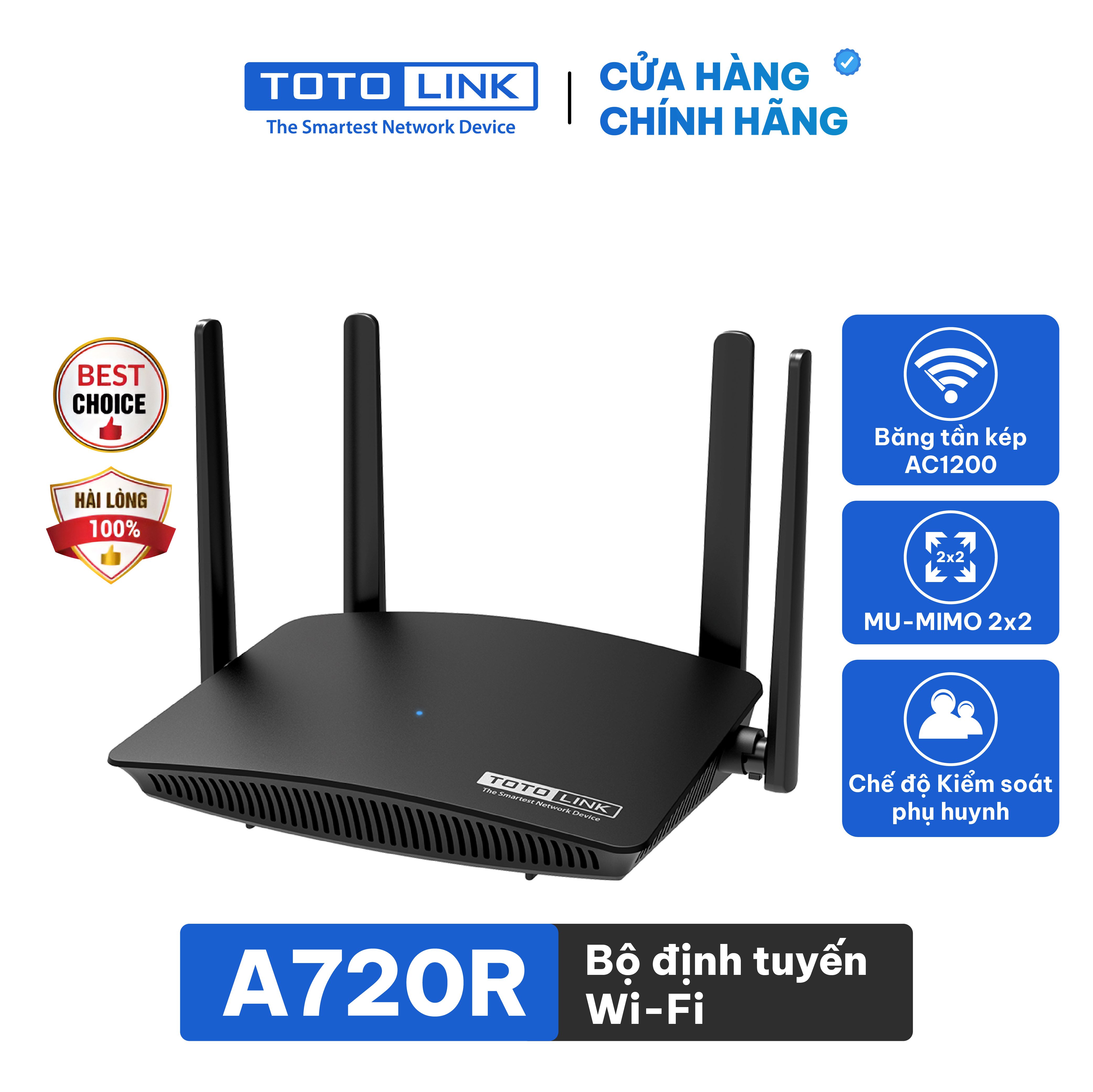 TOTOLINK - A720R - Router băng tần kép AC1200 - Hàng chính hãng