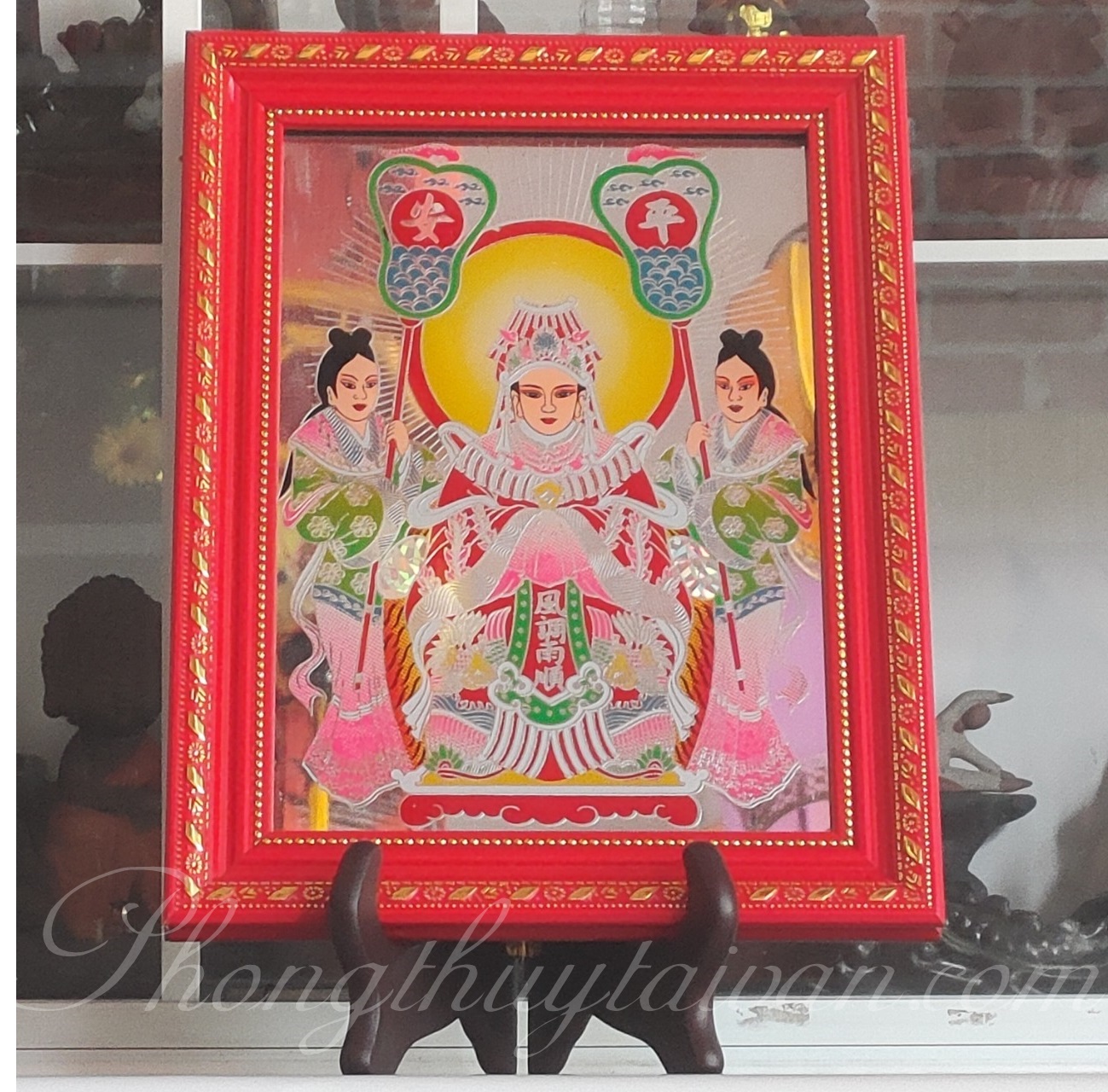 Bài vị Cửu Thiên Huyền Nữ khung đỏ 21cm*28cm
