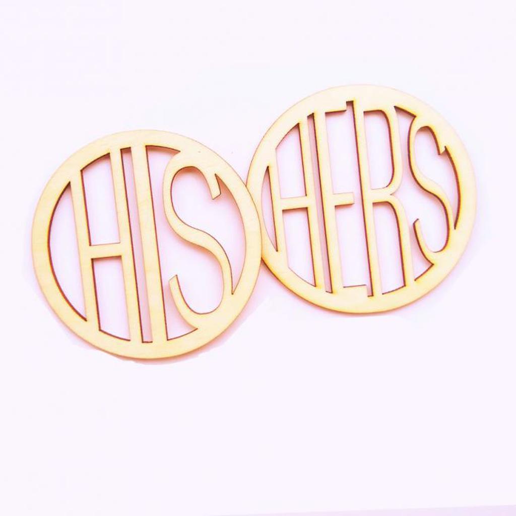 His and Hers Wooden Coasters Drinks Cup Mats Set Wedding Housewarming Gift