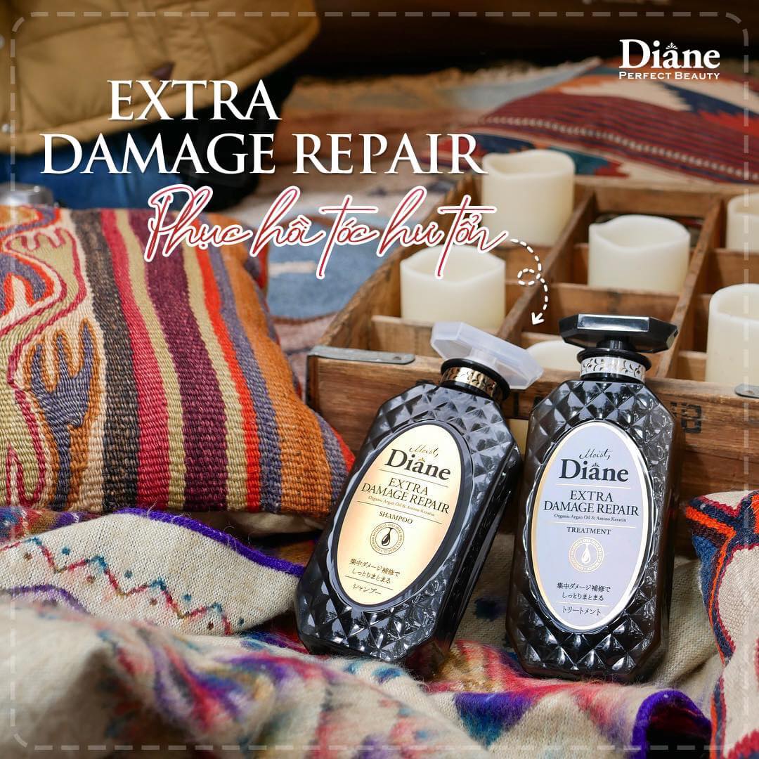 Bộ dầu gội & xả phục hồi tóc hư tổn nặng Moist Diane Extra Damage Repair (450ml*2)