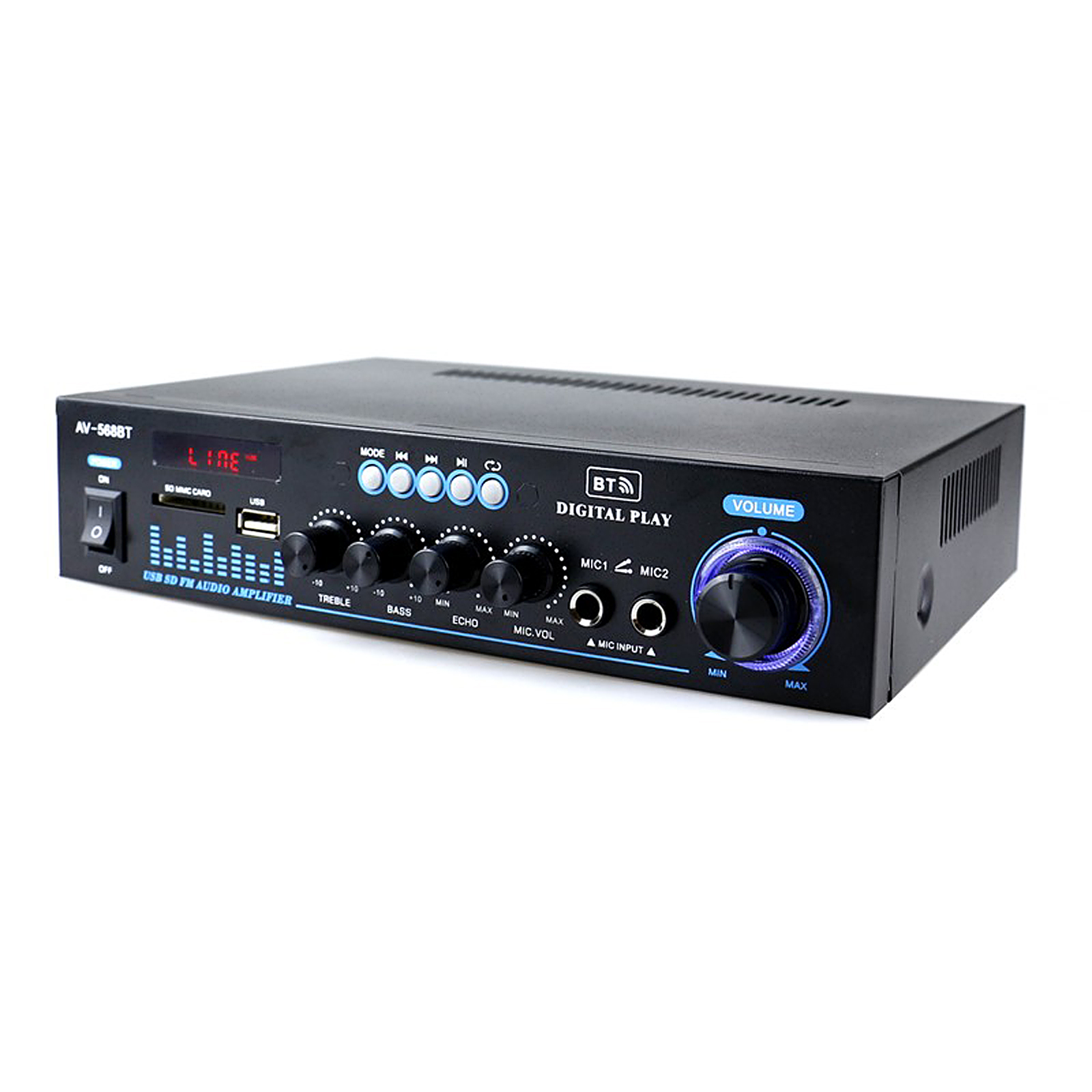 Máy nghe nhạc MP3 có Bộ khuếch đại âm thanh nhỏ 12V / 220V có Thẻ nhớ Khe cắm, Màn hình LCD