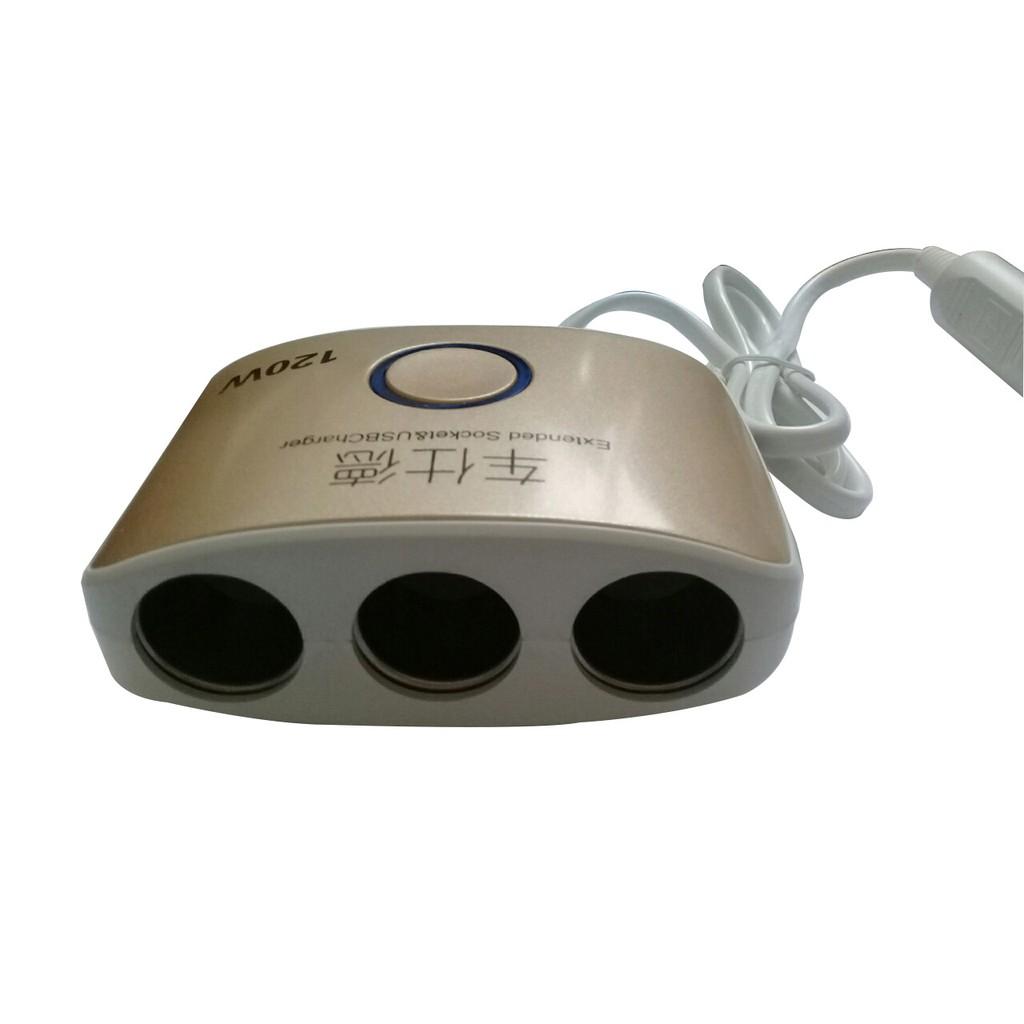 Bộ chia tẩu sạc oto, xe hơi cao cấp ,Gồm 3 lỗ tẩu và 2 cổng USB, dòng ra 3.1A.