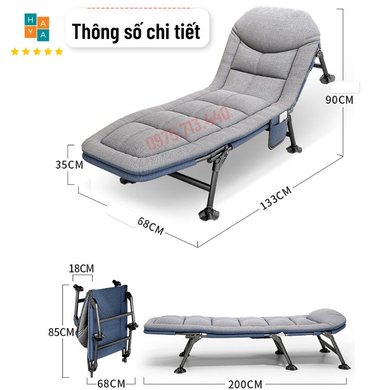 Giường gấp văn phòng , Giường Nằm Gấp Gọn khung thép chắc chắn, đệm êm kèm gối đầu.