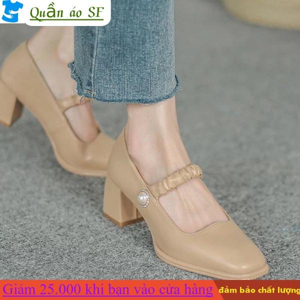 Giày cao gót mũi vuông thời trang xinh xắn cho nữ