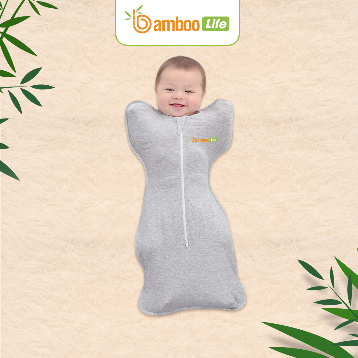 Nhộng chũn Quấn chũn sợi tre Bamboo Life BL069 hàng chính hãng cho bé Túi ngủ cho bé giúp bé ngủ sâu chống giật mình 