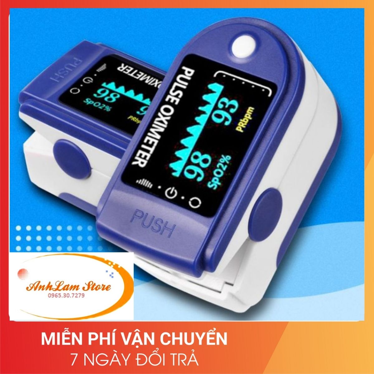 Máy đo nồng độ oxy, SpO2, nhịp tim, độ bão hòa bằng xung đầu ngón tay với màn hình LED Fingertip Clip Pulse Oximeter L-ED Display Mini SpO2 Monitor Oxygen - Anhlam Store