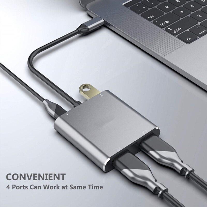 Bộ Chia Cổng Sạc USB C Sang Hai Cổng HDMI 4 Trong 1 3.0 Và PD Tương Thích Với Thunderbolt 3, Mac, Windows, Multi-Type C