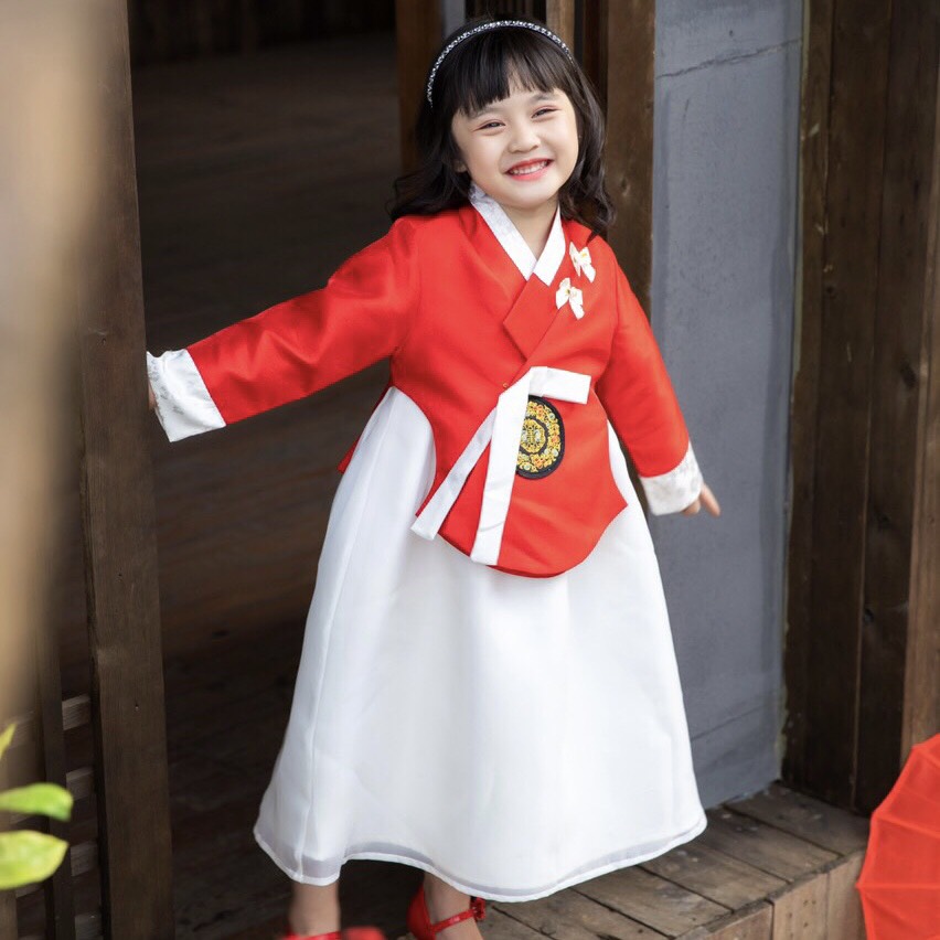 Set hanbok bé gái cột nơ áo SE155