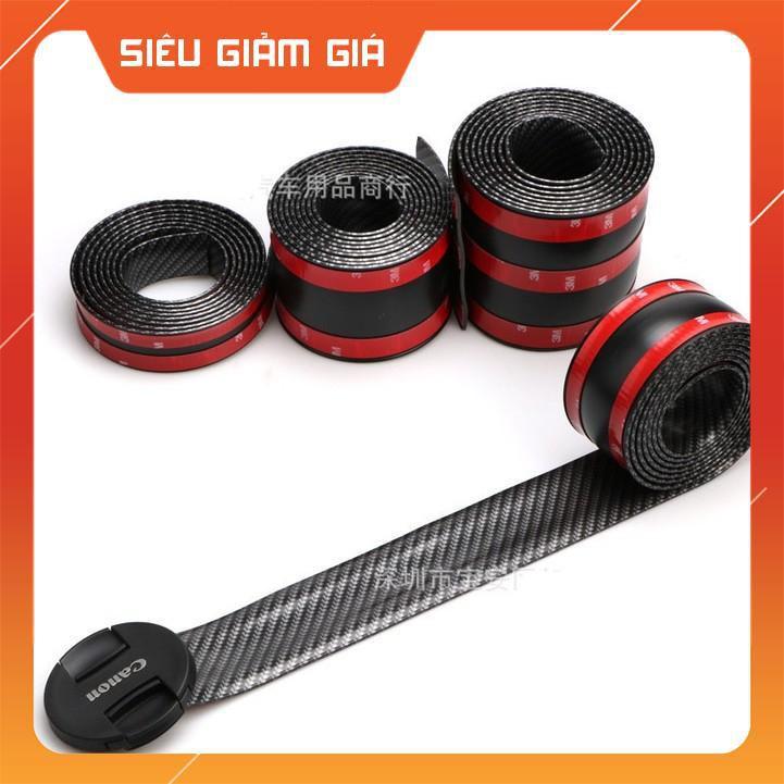 Combo 2 mét Miếng dán 3D carbon trang trí loại tốt sẵn keo 3M bóc dính dán viền xe, nẹp bước chân cửa cao cấp hàng dày