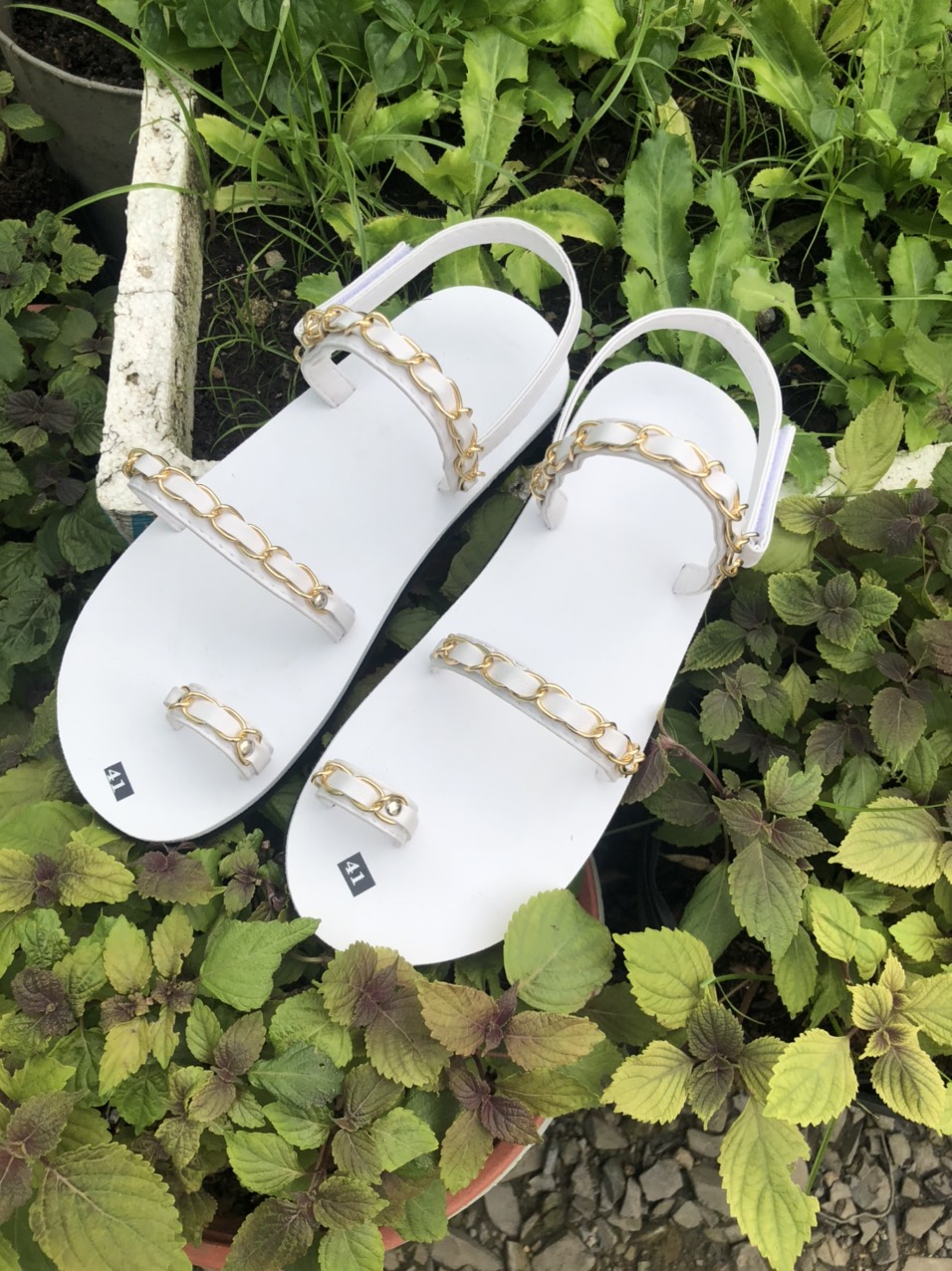 dép sandal nữ  ( đế trắng quai hậu trắng ) size từ 34 đến 41 nữ khác size ib chọn thêm