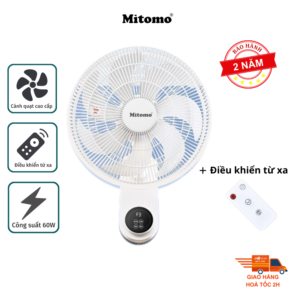 Quạt điện treo tường remote FTT-60AEC-D39, công suất 60W, hoạt động êm ái, hẹn giờ thông minh -hàng chính hãng Bảo hành 2 năm