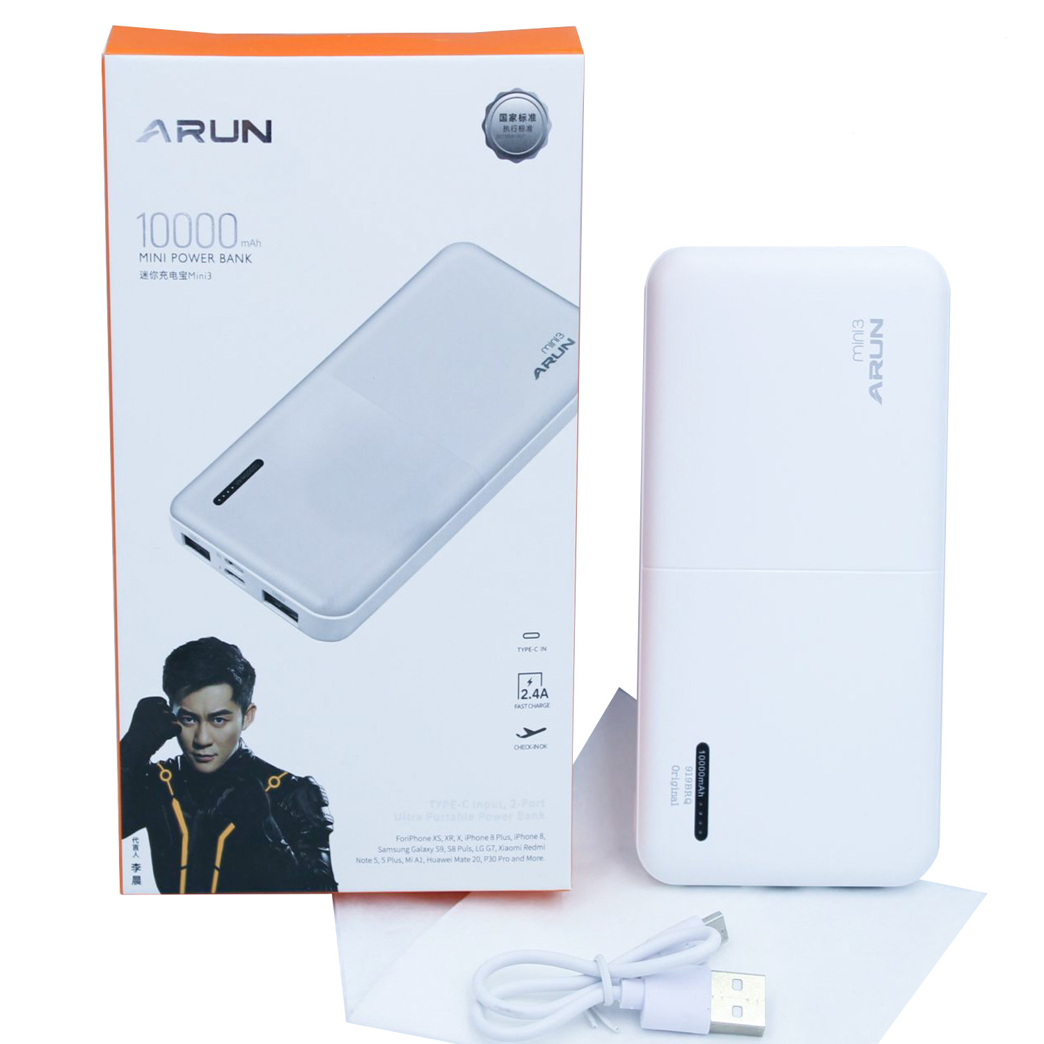 Pin Sạc Dự Phòng Arun Mini 3 Màu Trắng - Dung Lượng Chuẩn 10.000 mAh - Hàng Nhập Khẩu