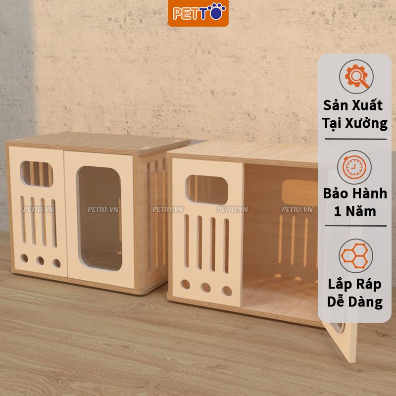 Tủ mèo SANG TRỌNG chuồng mèo bằng GỖ cao cấp kết hợp CỬA KÍNH CƯỜNG LỰC rộng rãi an toàn, nhiều size cho mèo lựa chọn