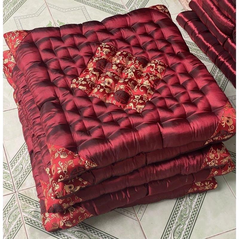 Đệm ghế ngồi bệt lót ghế văn phòng chất vải gấm lụa hình vuông 50x50cm