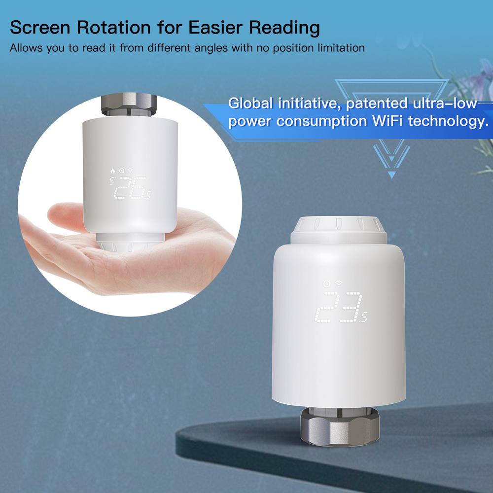 Tuya WiFi Thermostatic Radiator Valves Intelligent Wireless Mobilephone App Control Home Heating Thermostat Temperature Controller Radiator Thermostat Compatible with Alexa Amazon Google Home