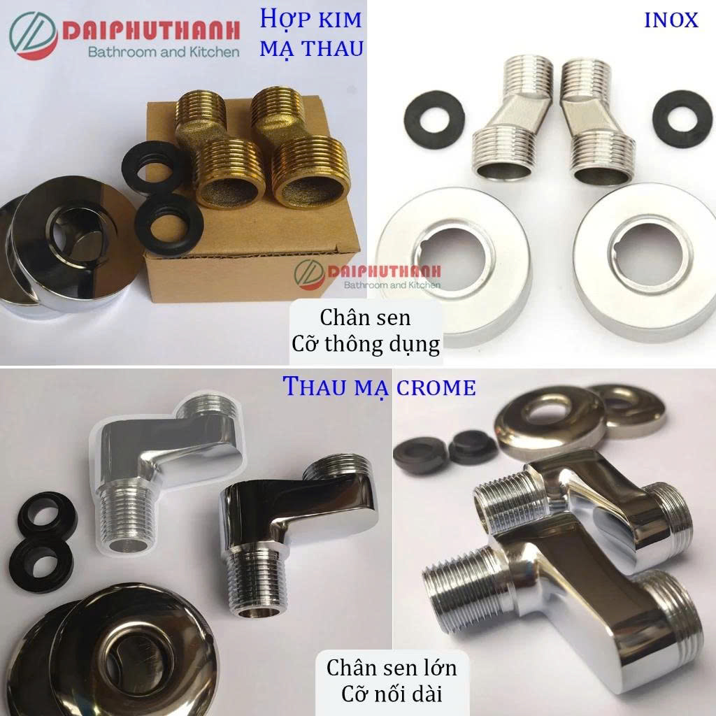 Cặp Chân Sen Chân Chữ Z Nhiều Kích Thước Kèm Nắp Chụp Và Ron Cao Su - Phụ kiện thay thế vòi sen tắm nóng lạnh