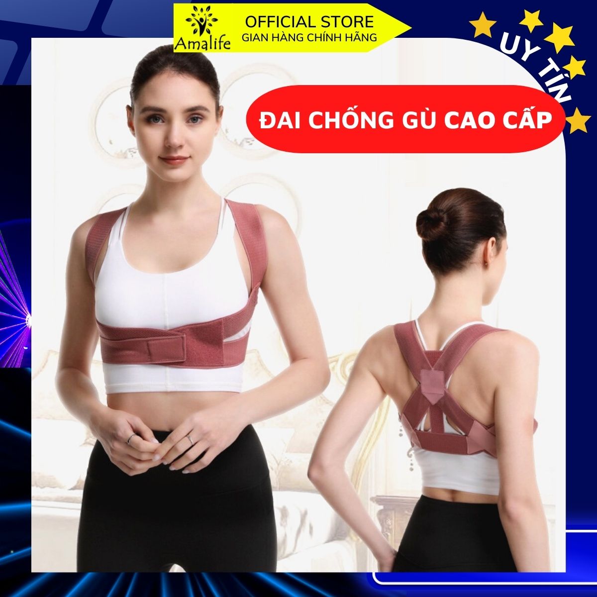 Đai Chống Gù Lưng Nâng Đõ Ngực Vòng 1 Cao Cấp AMA05 - Chính Hãng Amalife