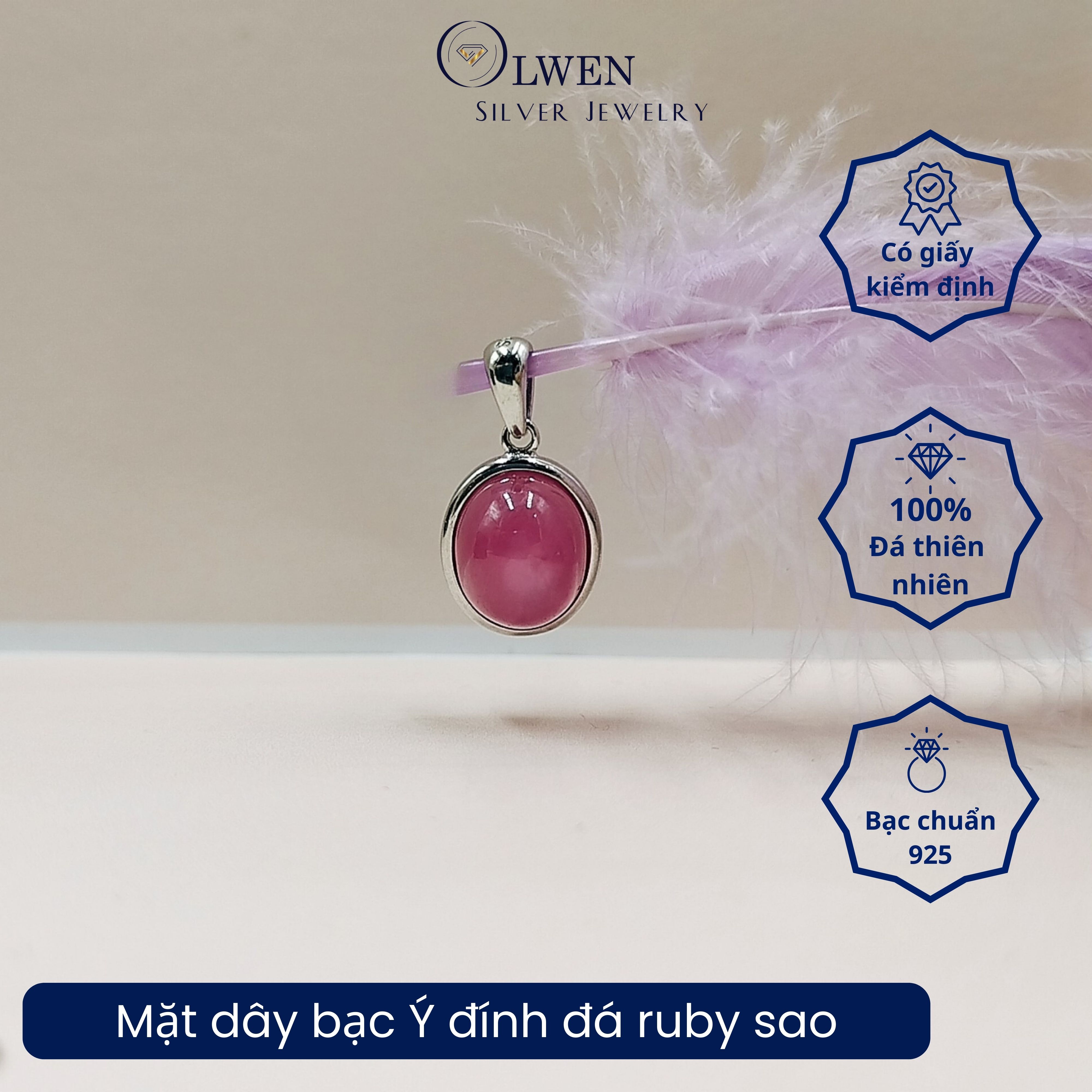 Set Trang Sức Bạc 925 Olwen Đính Đá Phong Thủy Ruby Sao