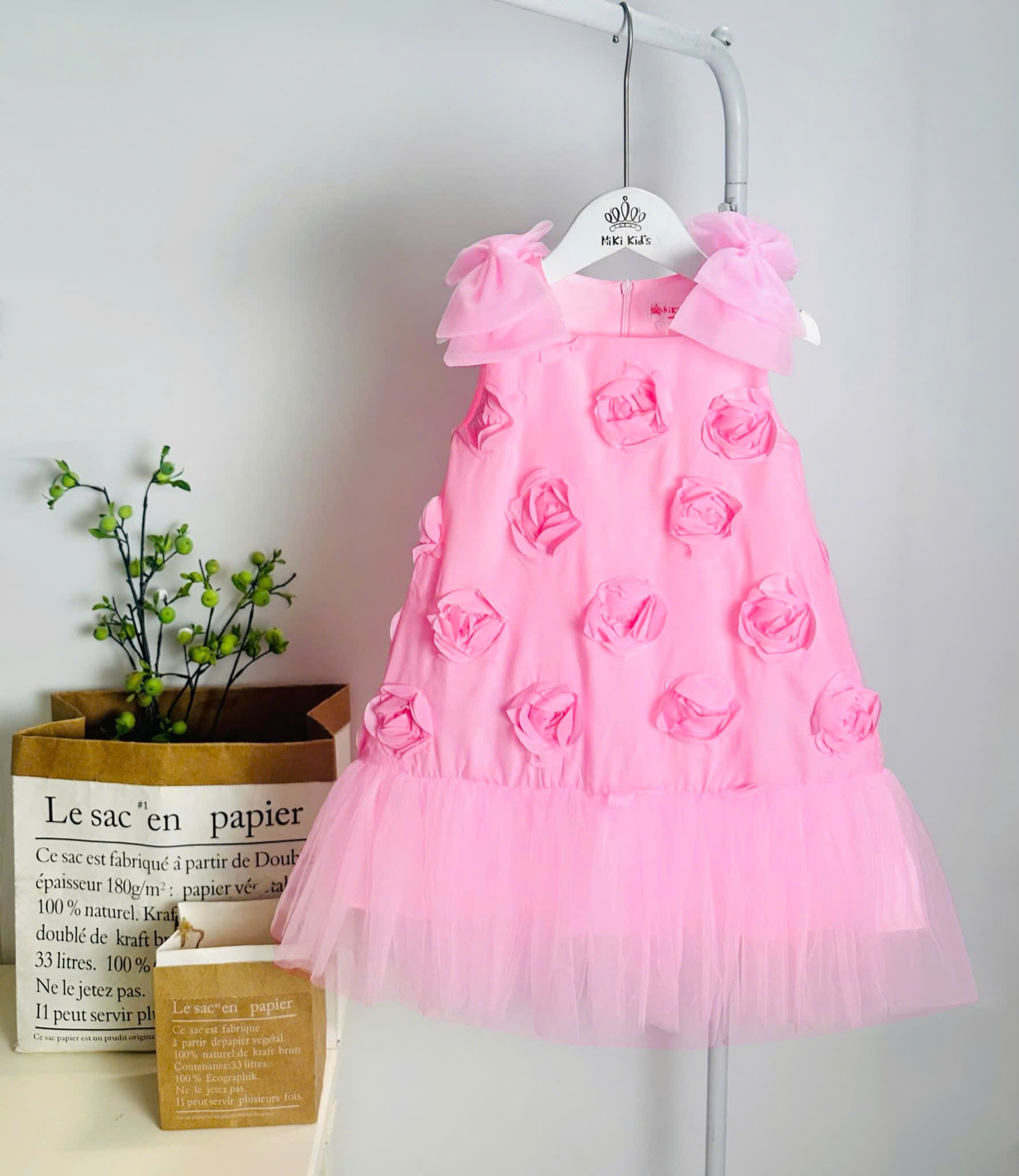 Đầm váy babydoll hai dây hoa mùa hè cho bé gái đi chơi đi học mát từ 12-35kg chất voan mềm mại