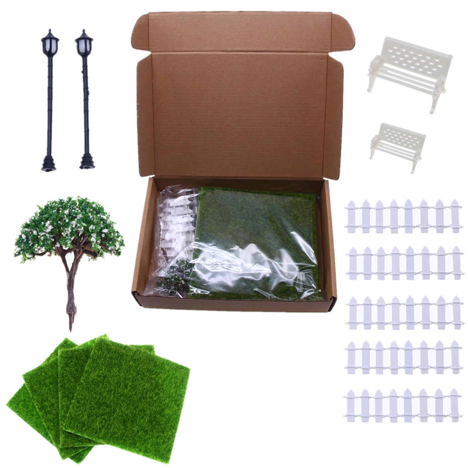 1/12 Miniature Fairy Garden Ornaments Miniature Scene Model Toy Mini Artificial Grass Dollhouse Decoration Accessories for Garden Yard Decor