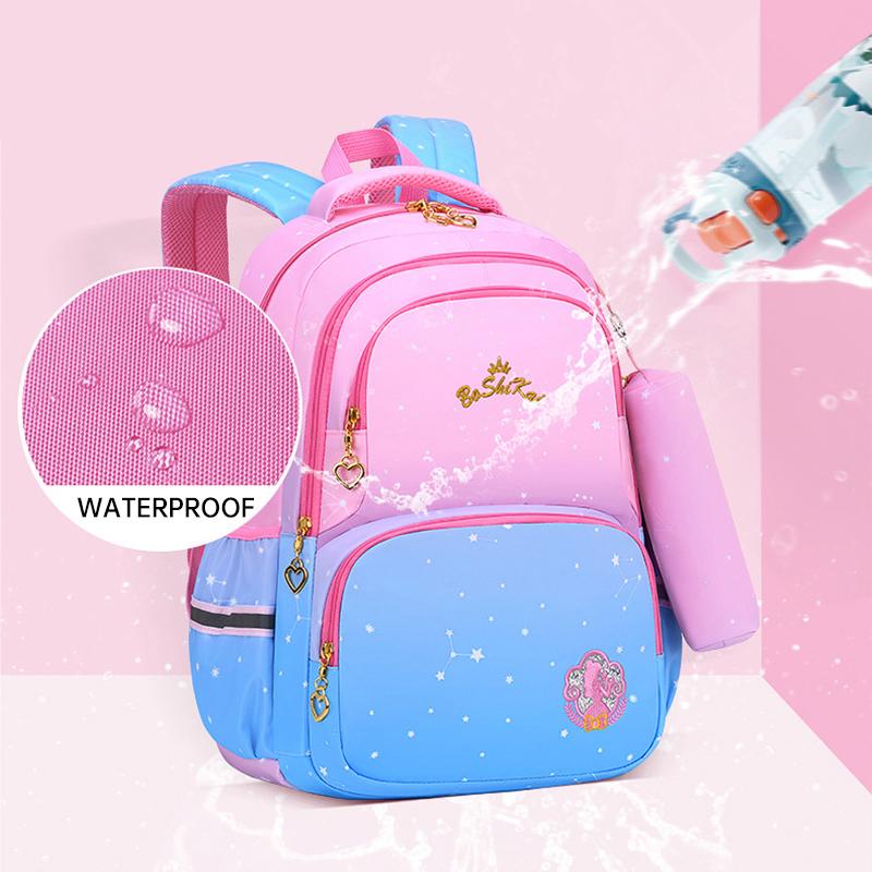 Cô Gái Học Túi Hồng Tím In Gradient Ba Lô Trẻ Em 1-3-4-6 Cấp Sinh Đựng Dễ Thương Trẻ Em của Schoolbag Chống Nước Ba Lô