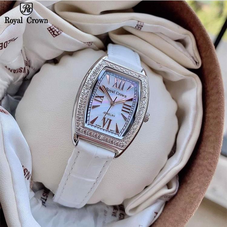 Đồng Hồ Nữ Chính Hãng Dây Da Royal Crown 3635 Chống Nước Chống Xước