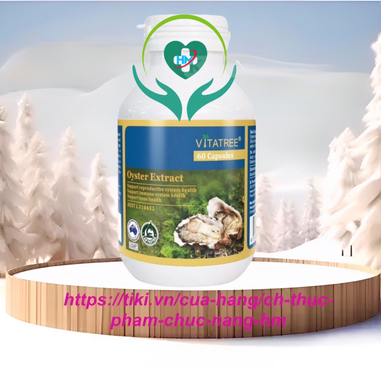 Viên bổ thận Hàu Biển Vitatree Oyster extract, lọ 60v, nhập khẩu Úc