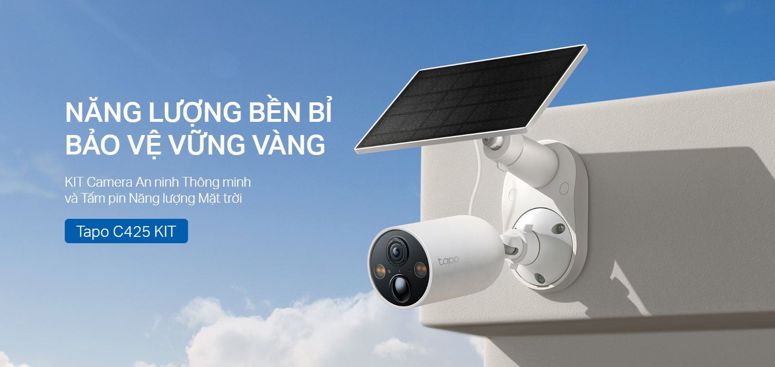 CAMERA WIFI NGOÀI TRỜI TAPO C425 KIT 4MP TẶNG KÈM PIN NĂNG LƯỢNG - CẢNH BÁO ĐÈN VÀ CÒI, TÙY CHỈNH VÙNG CHUYỂN ĐỘNG