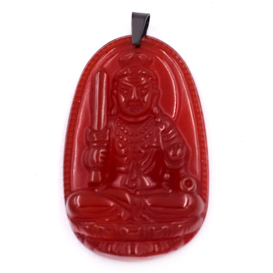 [Tuổi Dậu] Mặt Dây Chuyền Phật Bất Động Minh Vương Đá Mã Não Đỏ Size Nhỏ 3.6cm &amp; Size Lớn 4.5cm- Tặng Kèm Móc Inox - Phong Thủy 868 - May Mắn - Bình An