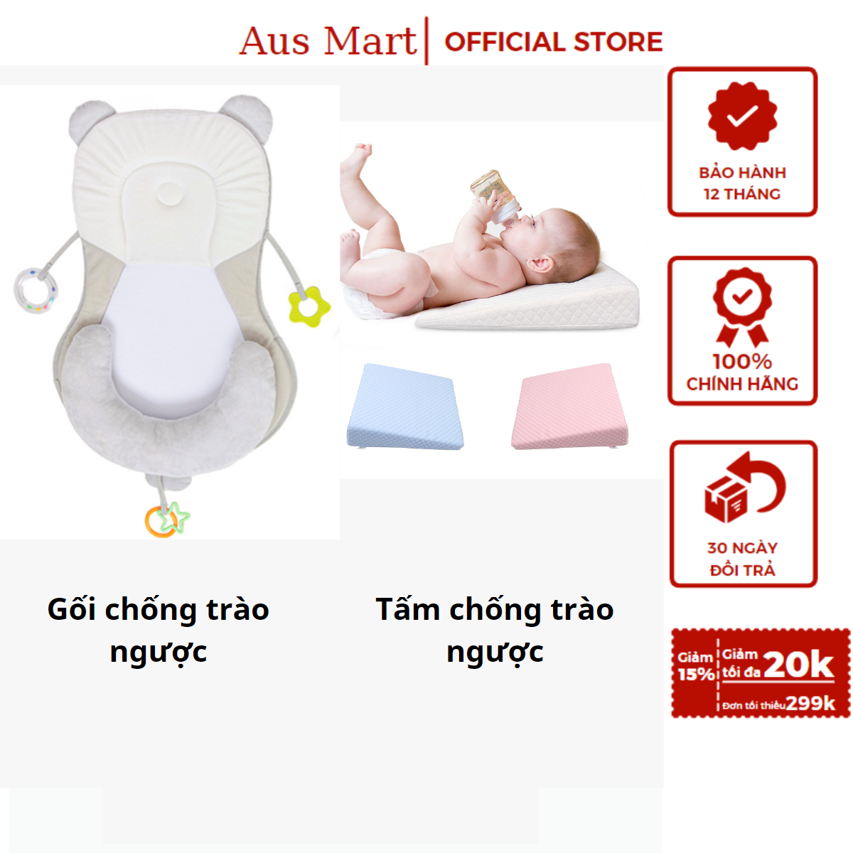 Gối Chống Trào Ngược Cho Bé Sơ Sinh Cao Cấp Litte Baby Chất Liệu Thoáng Khí - Đệm Ngủ Cho Bé Đúng Tư Thế Chống Trào Ngược Giúp Bé Ngủ Ngon