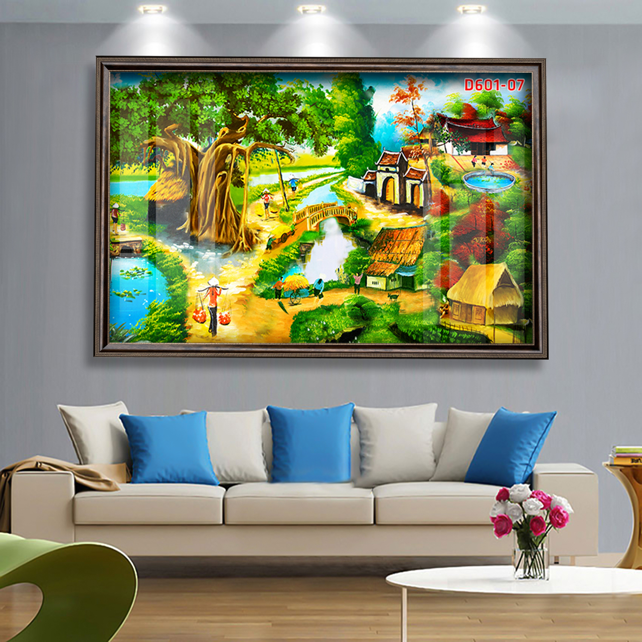 D601 01 Tranh kính Làng quê Việt Nam