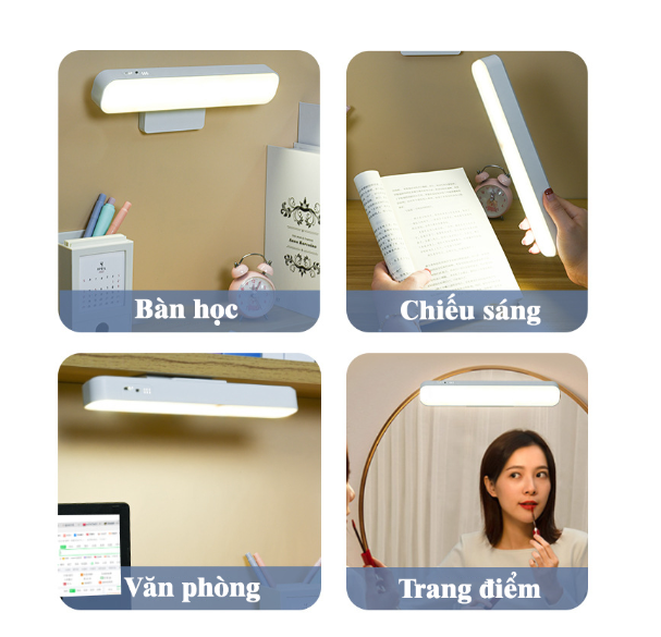 Đèn Học Để Bàn Led Chống Cận Thị Có Màn Hình LCD Hiển Thị Đồng Hồ, Nhiệt Độ Đèn Led Để Bàn Pin Tích Điện