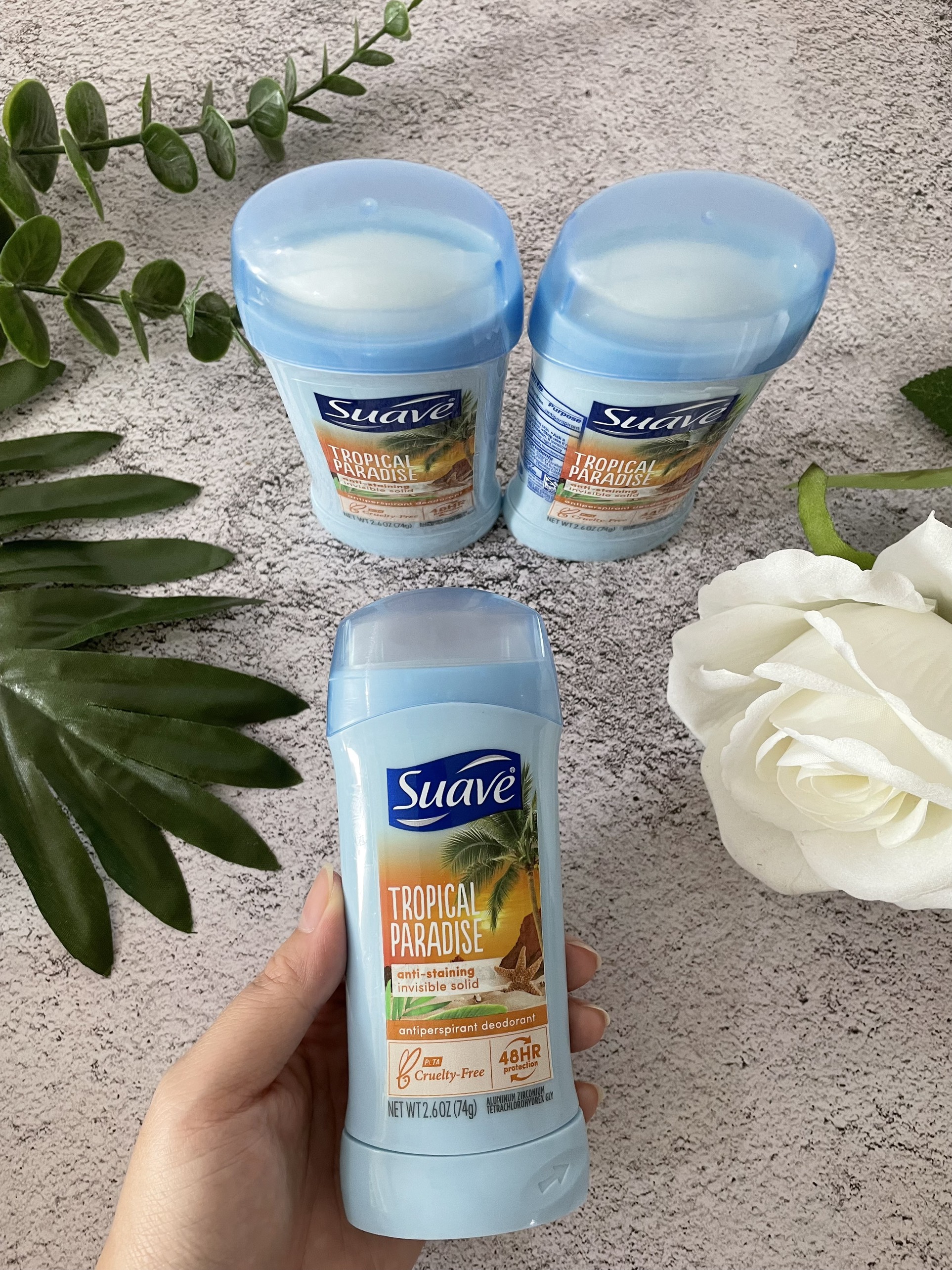 Lăn Khử Mùi Suave 48 Hour Protection Tropical Paradise 74g Hàng Nhập Mỹ Khô Thoáng Không Để Lại Vết Ố Vàng