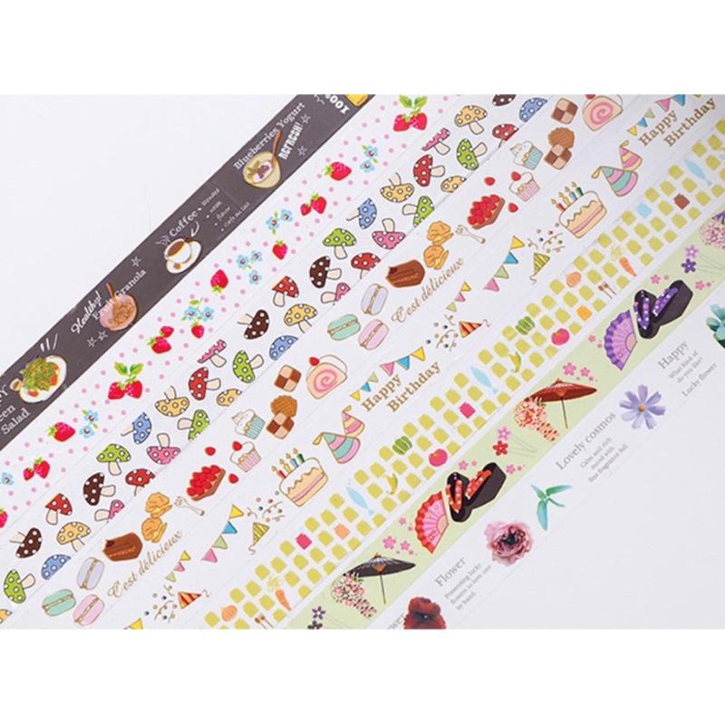 Cuộn Băng Dính Washi nhiều mẫu Dùng Trang Trí Tiện Dụng