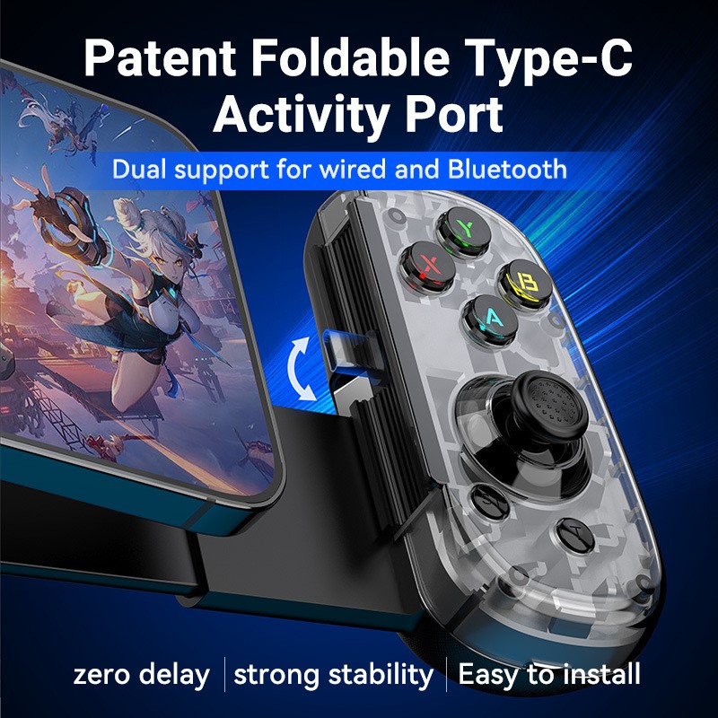 Gamepad Tay Game Không dây Bluetooth D6 mini hall joystick đa nền tảng cho máy tính - điện thoại - máy game Console hàng nhập khẩu