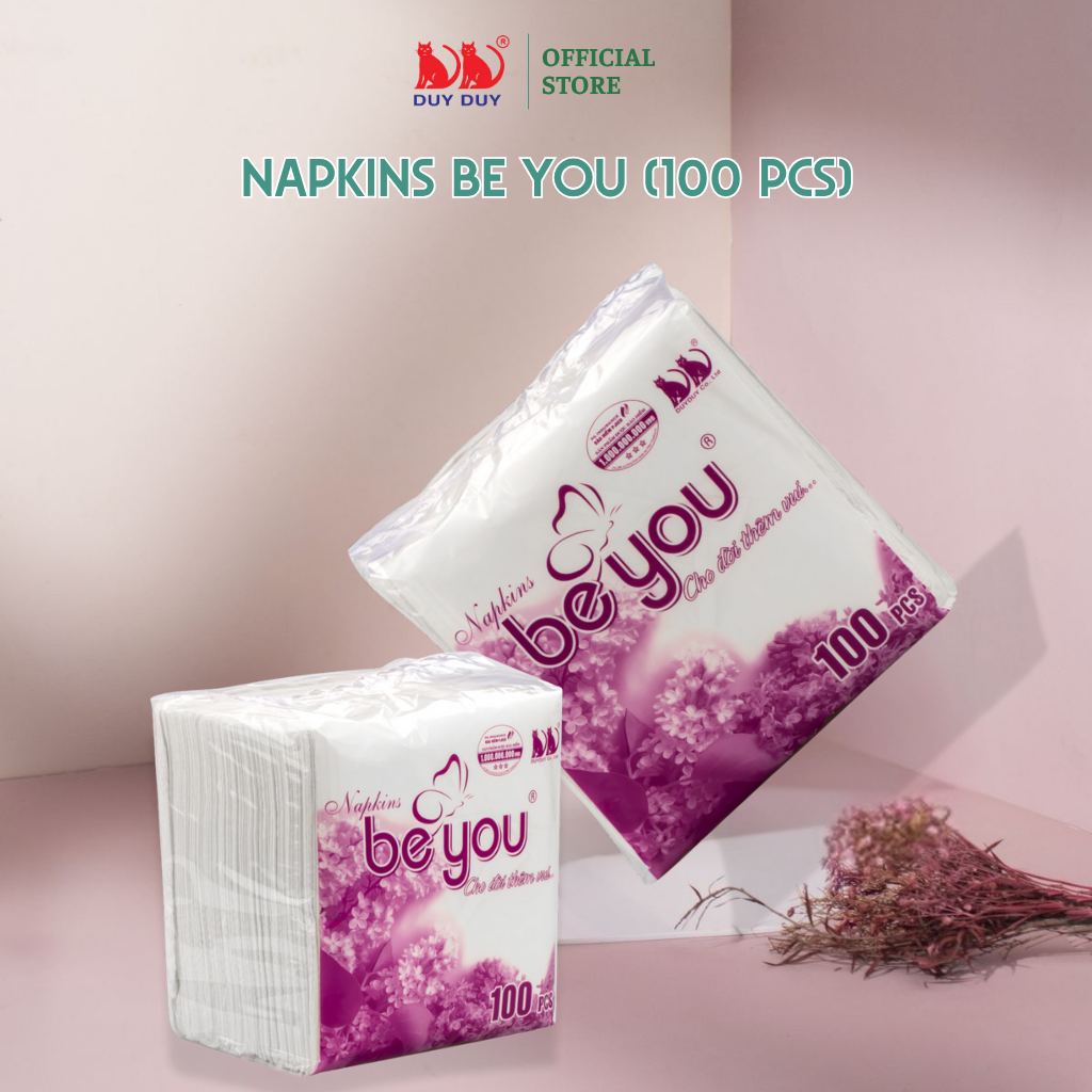 Combo 5 Gói Giấy ăn Be You 100% bột giấy 100 tờ (31x31cm) lụa mềm siêu dai