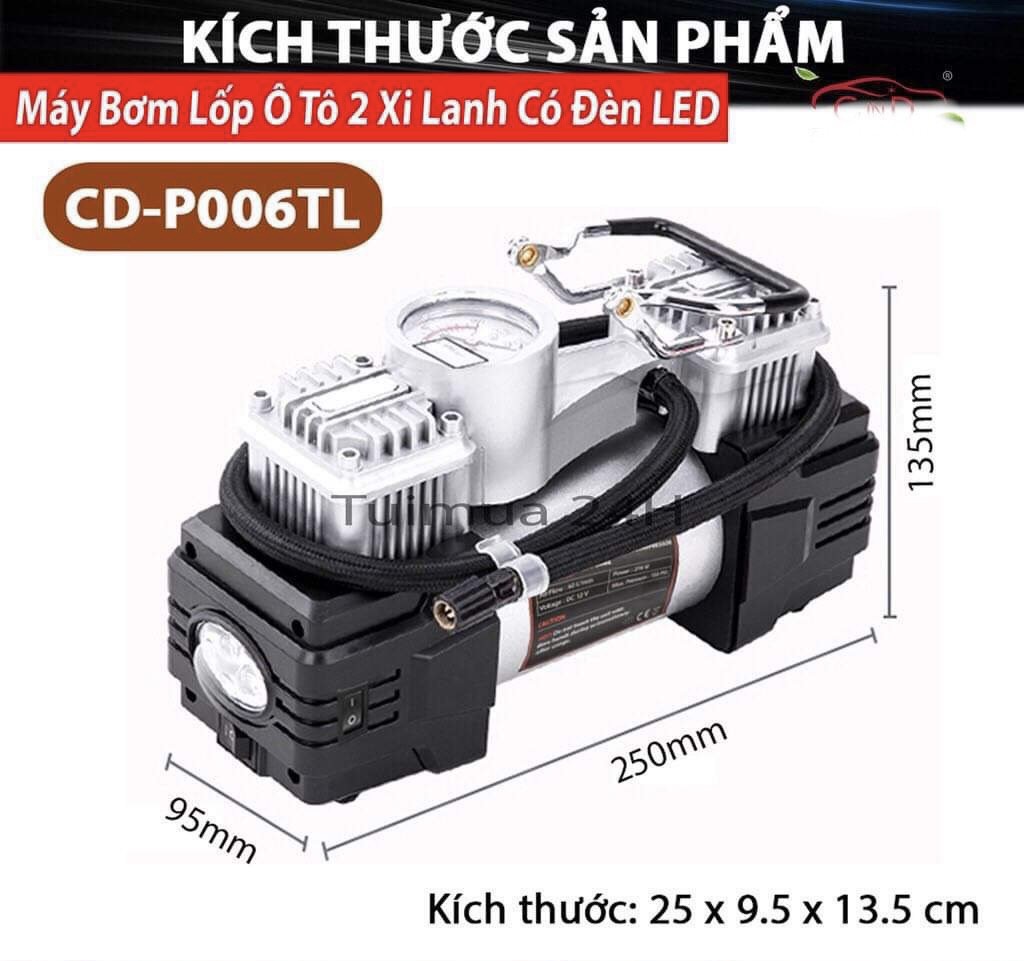 Bơm lốp ô tô 2 xi lanh công suất lớn 280W bơm nhanh đồng hồ cơ kèm hộp đựng dụng cụ, Máy Bơm Lốp Xe Hơi 12v