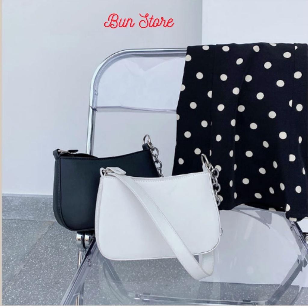 Túi kẹp nách nữ da mềm trơn Túi Xách nữ đeo vai xách tay - Mẫu mới nhất Màu đen và Trắng