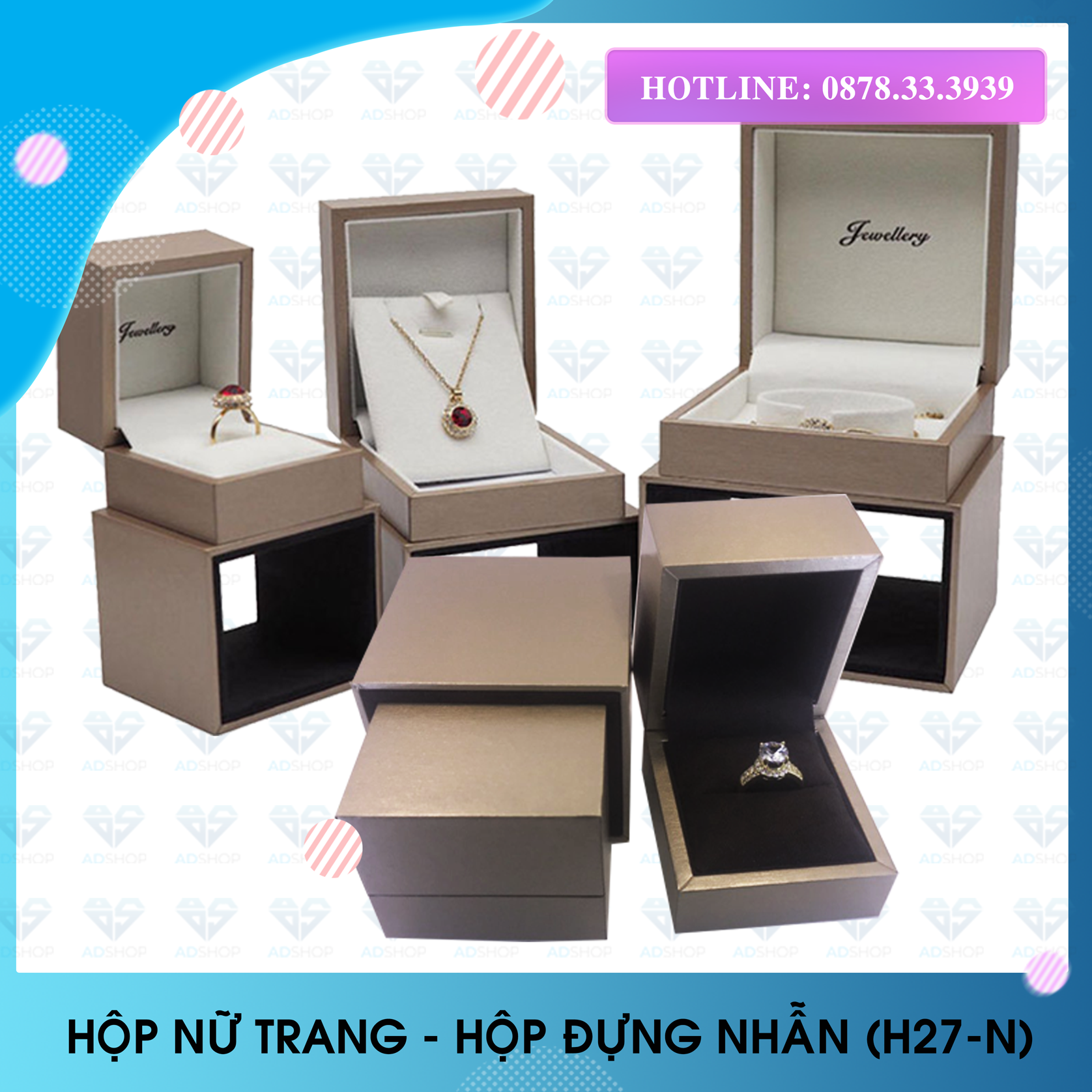 HỘP ĐỰNG NHẪN NỮ TRANG,HỘP ĐỰNG KHUYÊN TAI,HỘP NHẪN TRANG SỨC QUÀ TẶNG (H27-N)