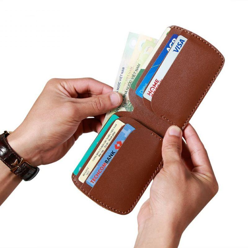 Ví ngang, bóp mini nhỏ gọn da bò thật thời trang cao cấp nhiều ngăn tiện lợi