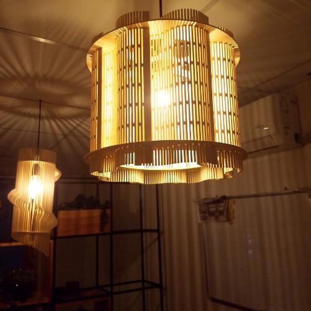 Đèn gỗ hoa văn DG045 - Đèn thả trần trang trí nhà, quán cafe, nhà hàng
